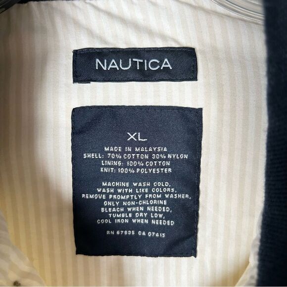 Nautica Rainbreaker Utility Bomber Ivory Men’s Cotton/ Nylon Lined Jacket XL - Picture 4 of 10